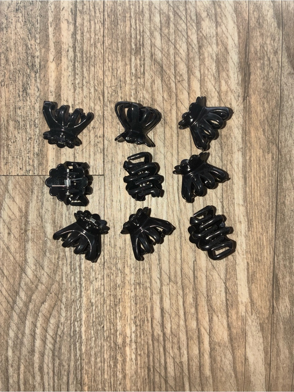Black Mini Hair Claw Clips - Set of 9 NWOT